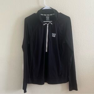 Victoria’s Secret PINK Black 1/4 Zip Long Sleeve PulloverJacket Black Size Large